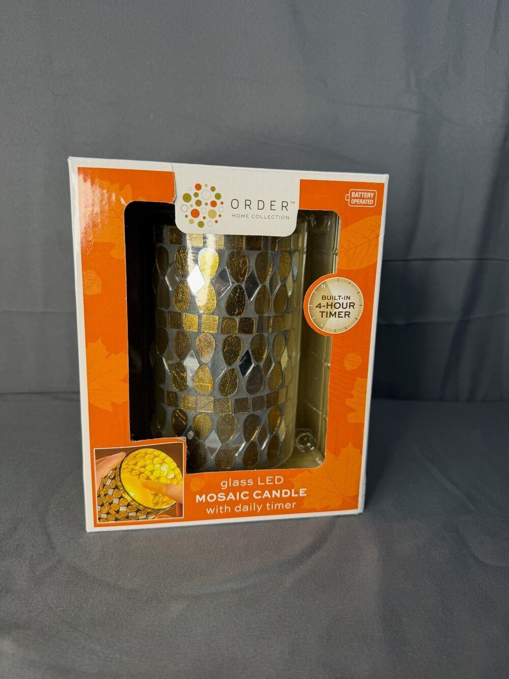 NEW Order Home Collection Flameless Led Candle Mosiac w/ Timer NIP